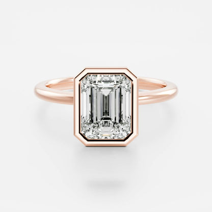Stunning 1.0-2.0 CT Emerald Moissanite Engagement Ring with Bezel Design