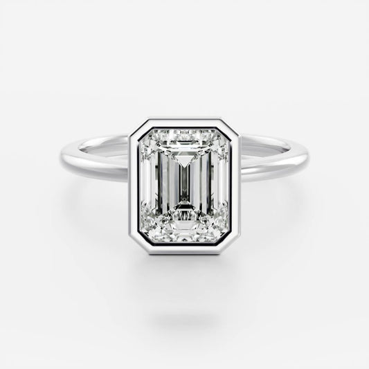 Stunning 1.0-2.0 CT Emerald Moissanite Engagement Ring with Bezel Design