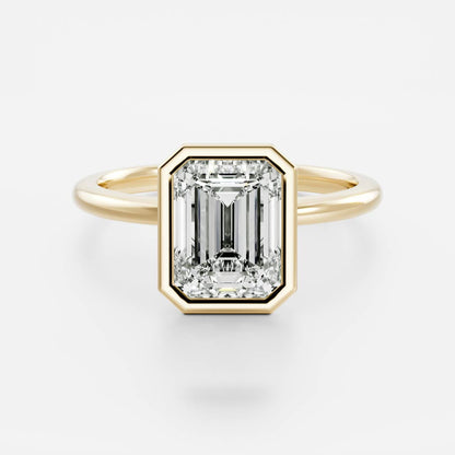 Stunning 1.0-2.0 CT Emerald Moissanite Engagement Ring with Bezel Design