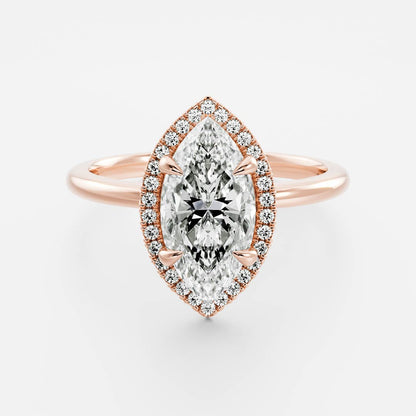Stunning 1.5-2.5 CT Marquise Moissanite Engagement Ring with Halo Design