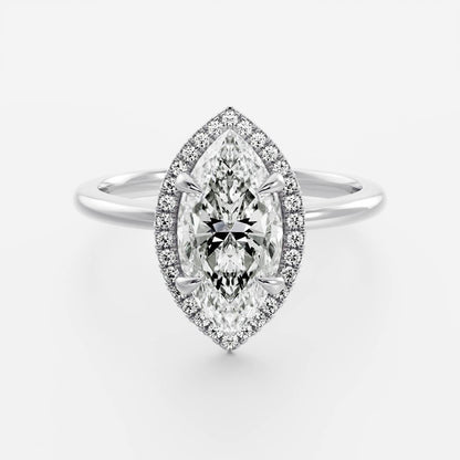 Stunning 1.5-2.5 CT Marquise Moissanite Engagement Ring with Halo Design