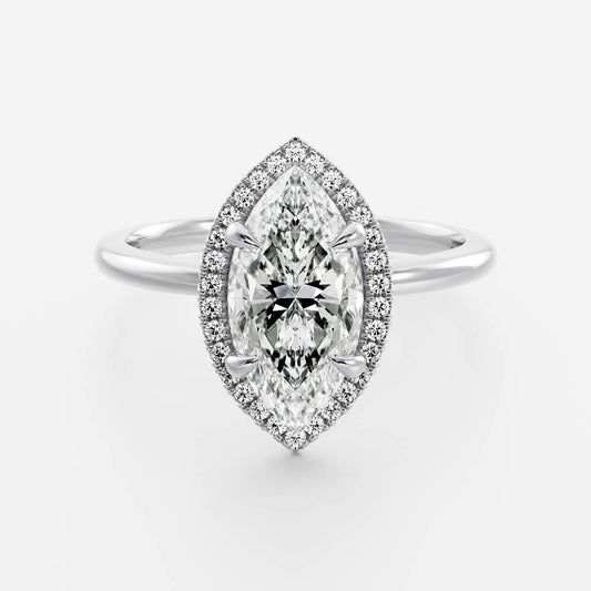 Stunning 1.5-2.5 CT Marquise Moissanite Engagement Ring with Halo Design