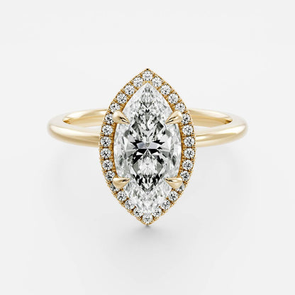 Stunning 1.5-2.5 CT Marquise Moissanite Engagement Ring with Halo Design