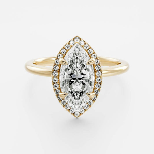 Marquise Cut Cluster Styled Lab Grown Diamond Engagement Ring