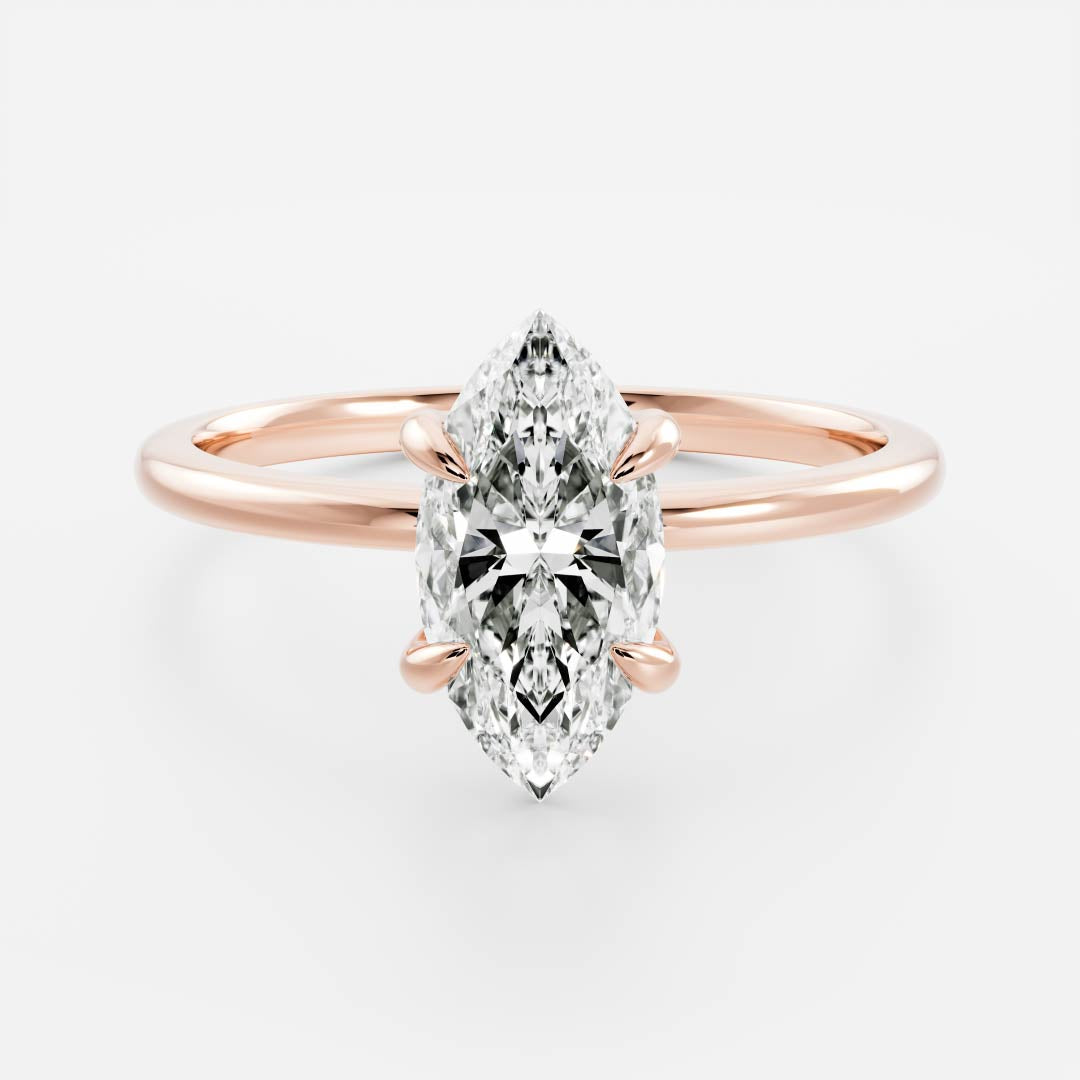 Marquise Cut Cluster Styled Lab Grown Diamond Engagement Ring