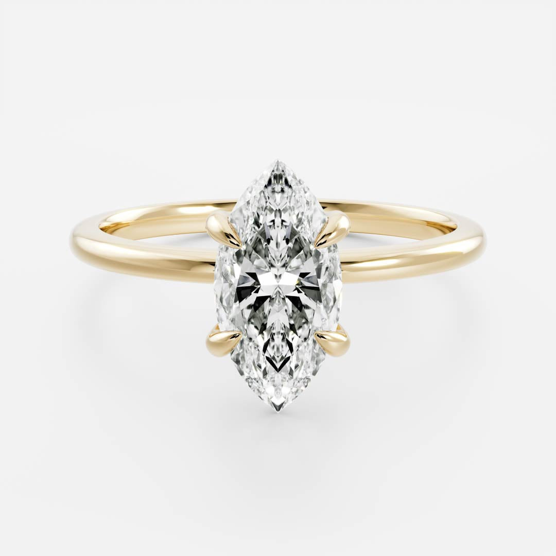 Marquise Cut Cluster Styled Lab Grown Diamond Engagement Ring