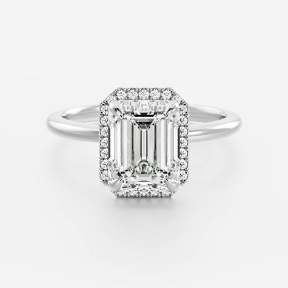 Stunning 1.5-2.5 CT Emerald Moissanite Engagement Ring with Halo Design