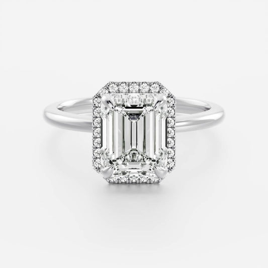Stunning 1.5-2.5 CT Emerald Moissanite Engagement Ring with Halo Design