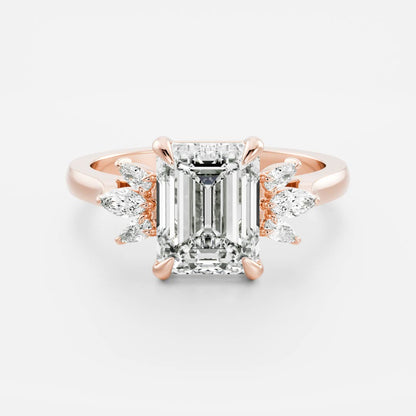 Stunning 1.5-2.5 CT Emerald Moissanite Engagement Ring with Cluster Design