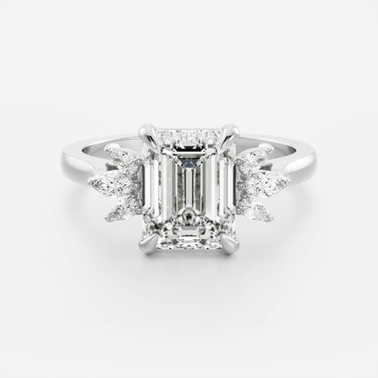 Stunning 1.5-2.5 CT Emerald Moissanite Engagement Ring with Cluster Design