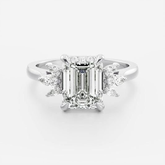 Stunning 1.5-2.5 CT Emerald Moissanite Engagement Ring with Cluster Design