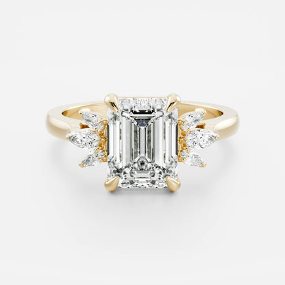 Stunning 1.5-2.5 CT Emerald Moissanite Engagement Ring with Cluster Design