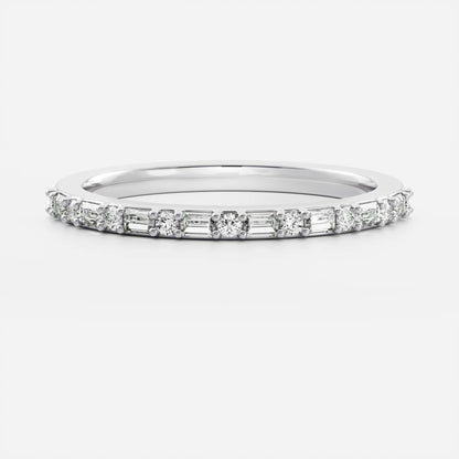 Stunning 0.20 CT Round & Baguette Moissanite Stones Wedding Band