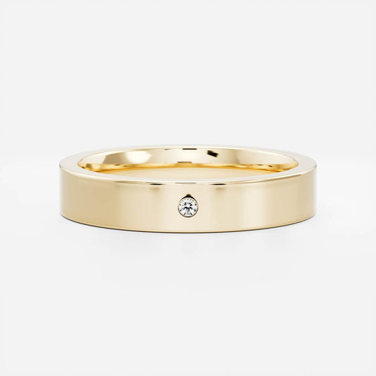 Classic Statement Single Stone Men's Gold Wedding Band