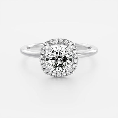 Stunning 1.0-2.0 CT Cushion Moissanite Engagement Ring with Halo Design