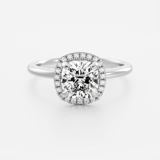 Stunning 1.0-2.0 CT Cushion Moissanite Engagement Ring with Halo Design