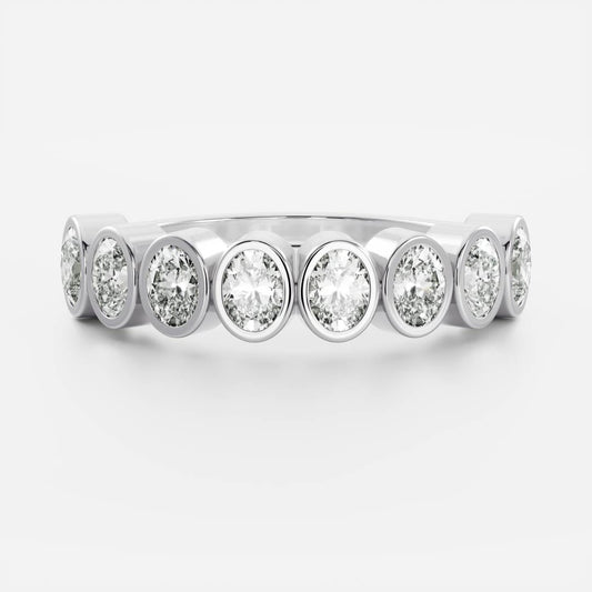Stunning 0.30 CT Oval Moissanite Stones Bezel Wedding Band