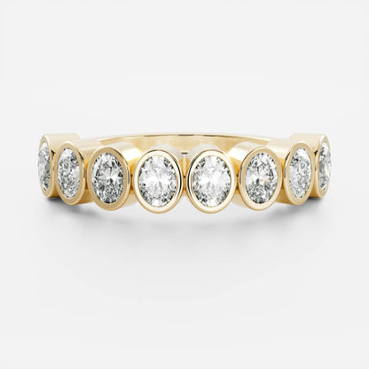 Stunning 0.30 CT Oval Moissanite Stones Bezel Wedding Band
