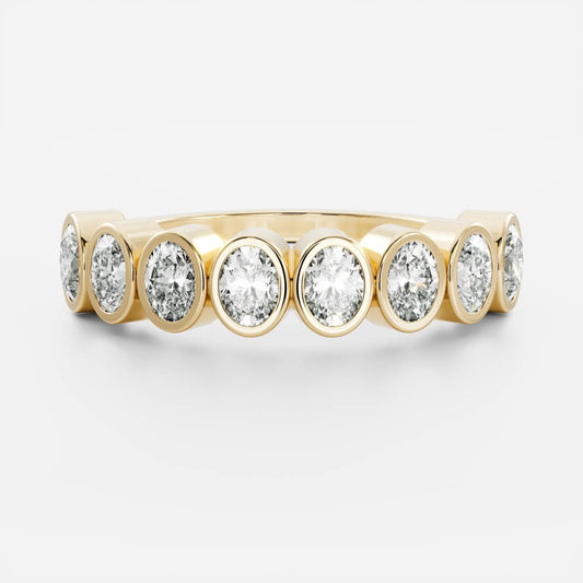 Stunning 0.30 CT Oval Moissanite Stones Bezel Wedding Band