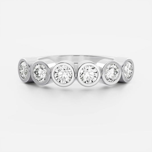Stunning 0.20 TCW Round Moissanite Stones Bezel Wedding Bands