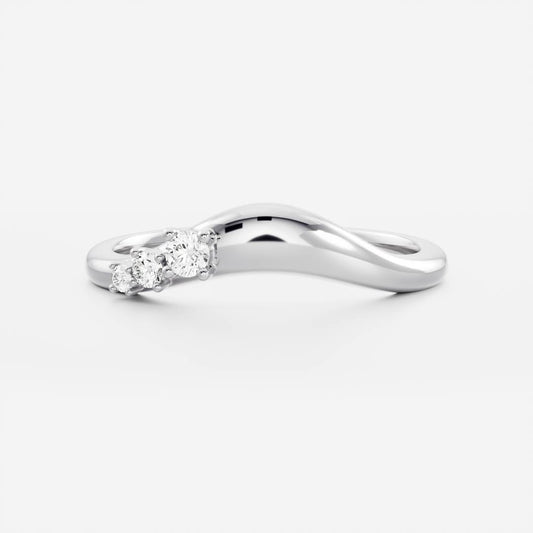 Stunning 0.10 TCW Round Moissanite Stones Curved Three Stone  Wedding Bands