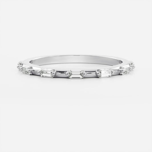 Stunning 0.20 CT Baguette Moissanite Stones Dainty Wedding Bands