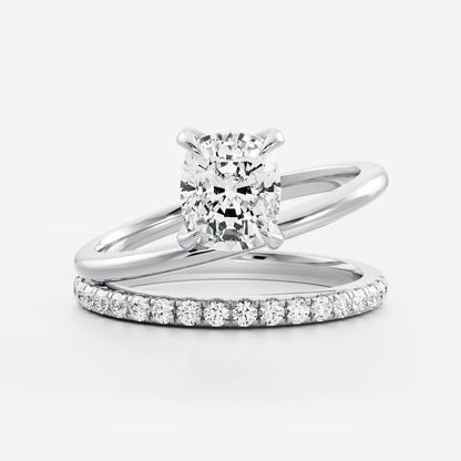 Stunning 1.5-2.5 CT Elongated Cushion Moissanite Engagement Ring with Solitaire & Double Band Design