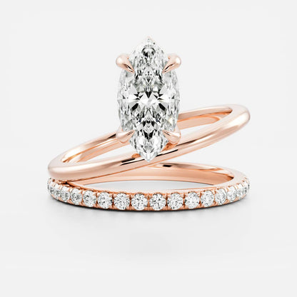 Stunning 1.5-2.5 CT Marquise Moissanite Engagement Ring with Solitaire & Double Band Design