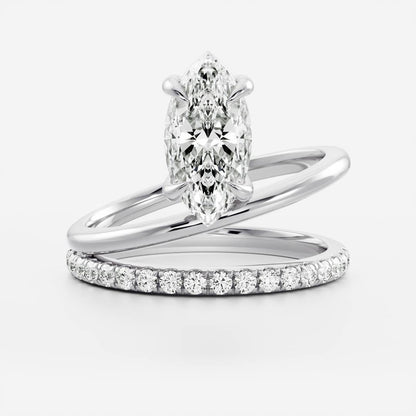 Stunning 1.5-2.5 CT Marquise Moissanite Engagement Ring with Solitaire & Double Band Design