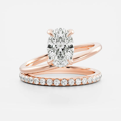 Stunning 1.5-2.5 CT Oval Moissanite Engagement Ring with Solitaire & Double Band Design