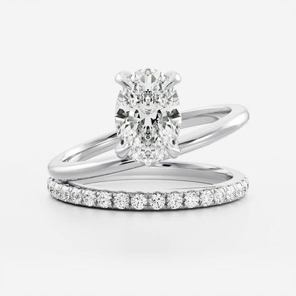 Stunning 1.5-2.5 CT Oval Moissanite Engagement Ring with Solitaire & Double Band Design