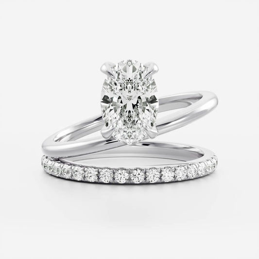 Stunning 1.5-2.5 CT Oval Moissanite Engagement Ring with Solitaire & Double Band Design