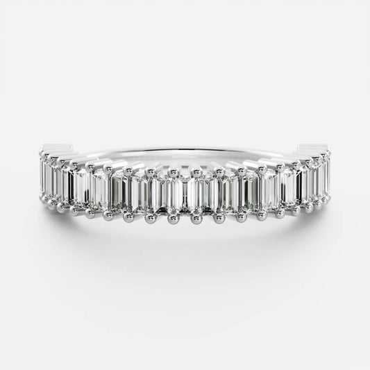 Stunning 0.40 TCW Baguette Moissanite Stones Half Eternity Wedding Band
