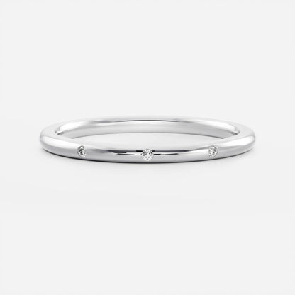 Stunning 0.1 TCW Round Moissanite Stones Flush Wedding Bands