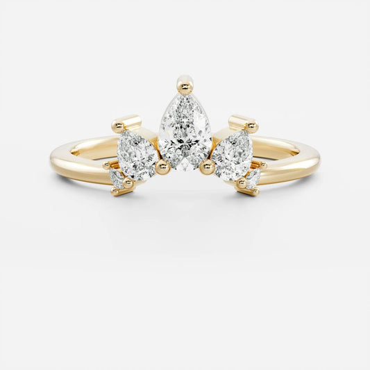 Stunning 0.20 CT Round Moissanite Stones Curved Wedding Bands
