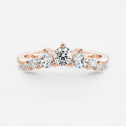 Stunning 0.20 CT Round Moissanite Stones Curved Wedding Bands