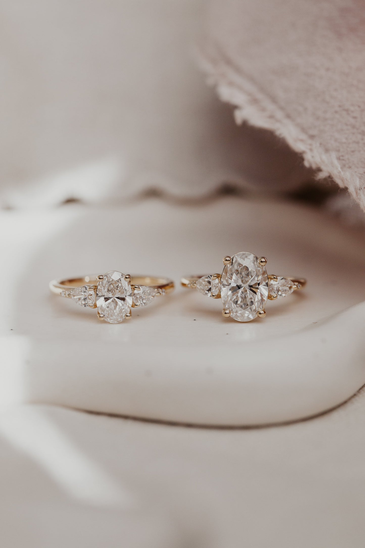 Marquise Shaped Three Stone Lab Grown Diamond Engagement Ring