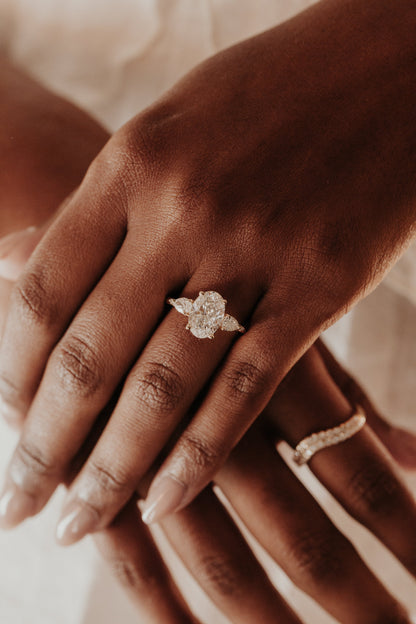 Marquise Shaped Three Stone Lab Grown Diamond Engagement Ring