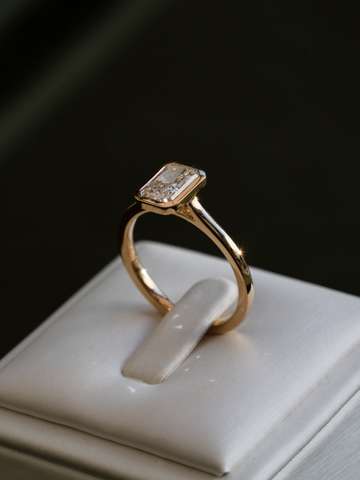 Marquise Shaped Three Stone Lab Grown Diamond Engagement Ring