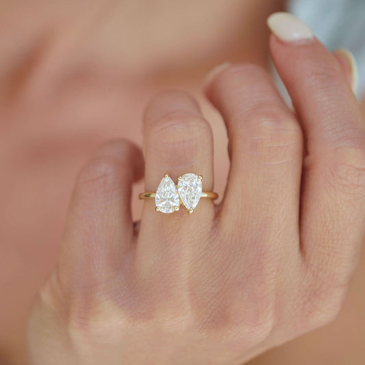 Marquise Shaped Three Stone Lab Grown Diamond Engagement Ring