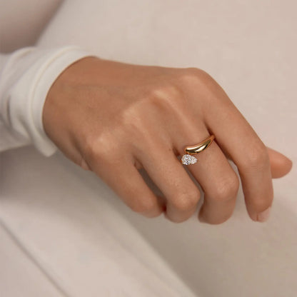 Timeless 1.2 CT Pear Cut Open Swirl Solitaire Moissanite Diamond Engagement Ring