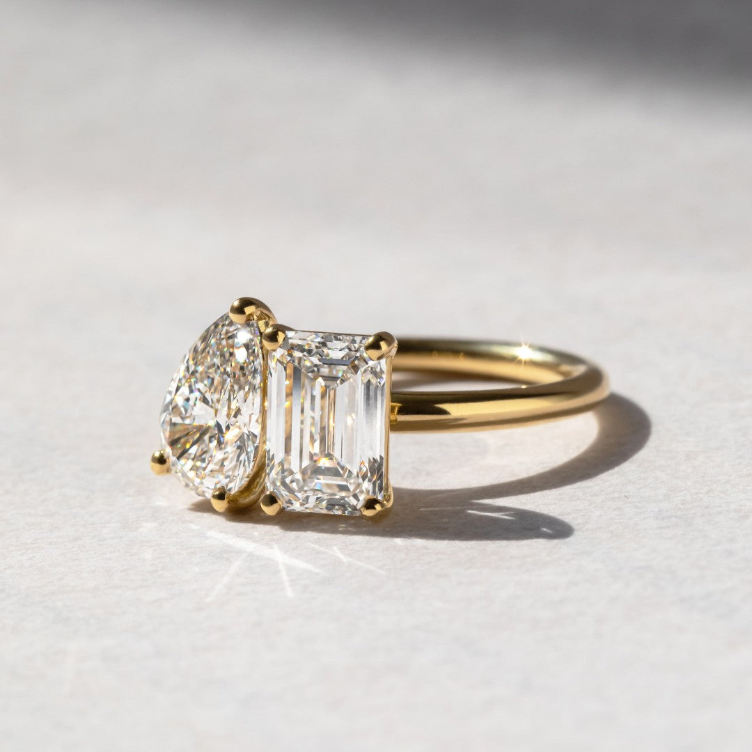 Marquise Shaped Three Stone Lab Grown Diamond Engagement Ring