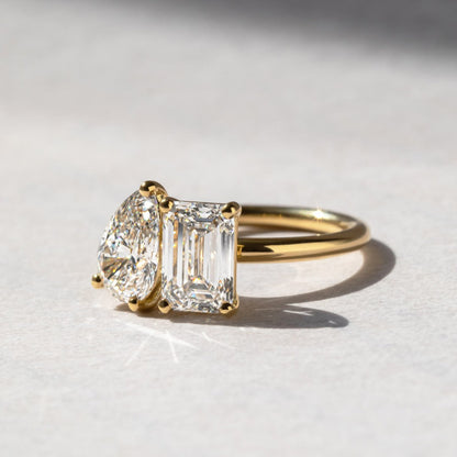 Marquise Shaped Three Stone Lab Grown Diamond Engagement Ring