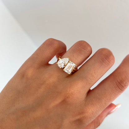 Marquise Shaped Three Stone Lab Grown Diamond Engagement Ring