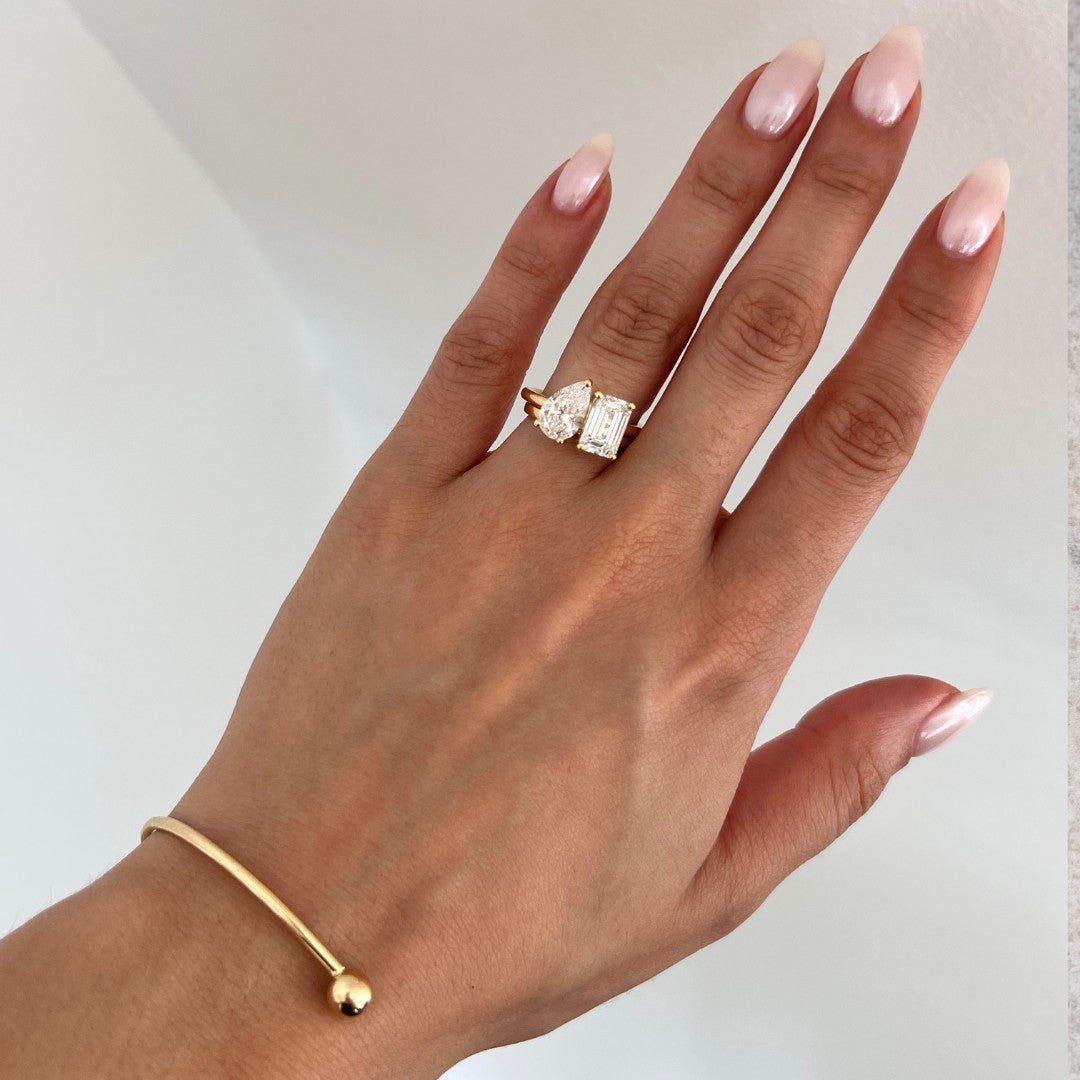 Marquise Shaped Three Stone Lab Grown Diamond Engagement Ring