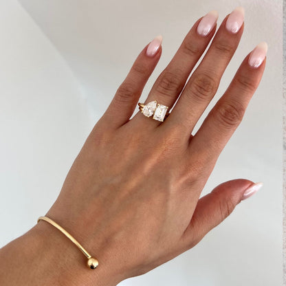 Marquise Shaped Three Stone Lab Grown Diamond Engagement Ring