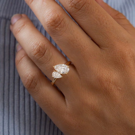 Marquise Shaped Three Stone Lab Grown Diamond Engagement Ring