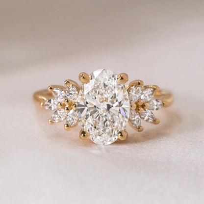 Marquise Shaped Three Stone Lab Grown Diamond Engagement Ring