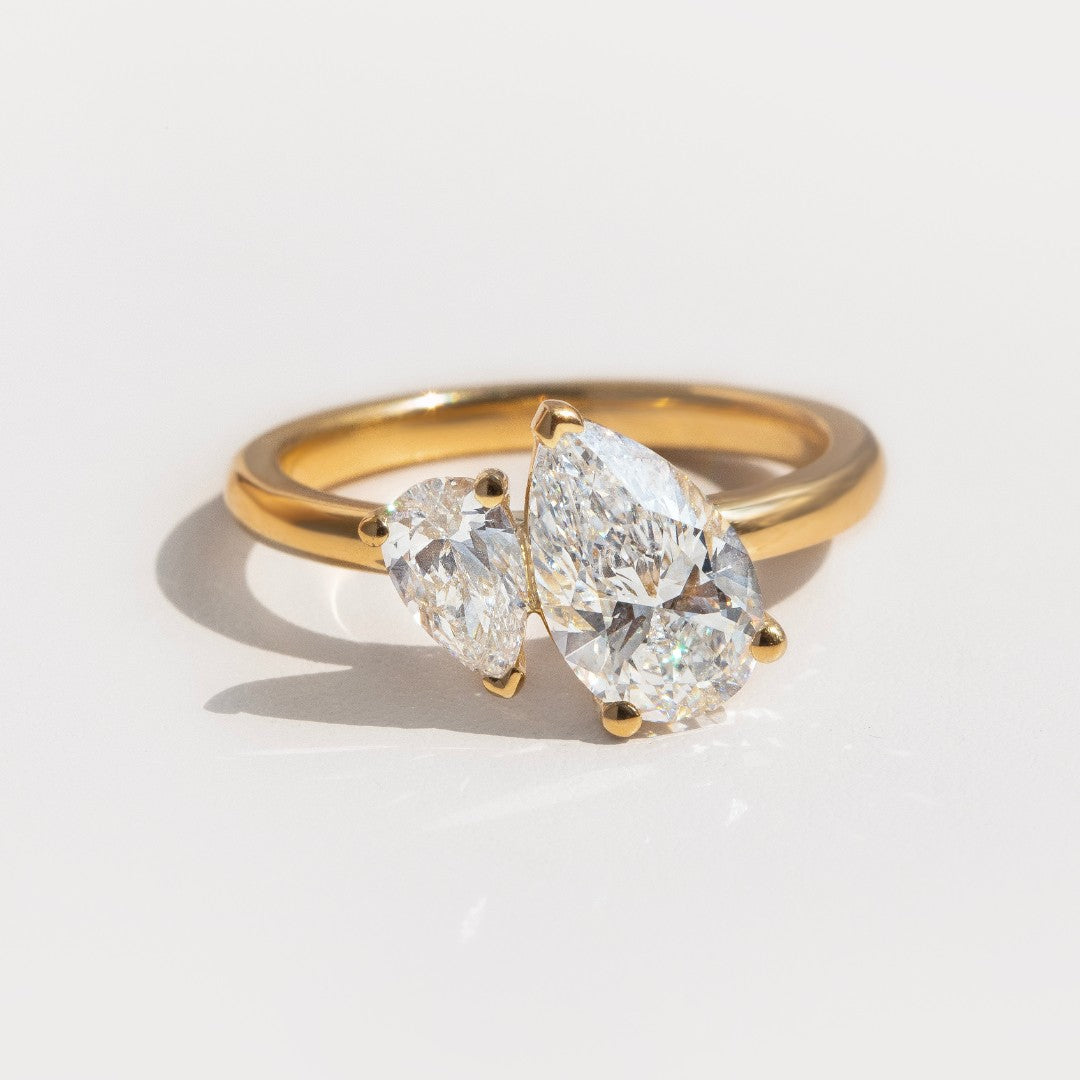 Marquise Shaped Three Stone Lab Grown Diamond Engagement Ring