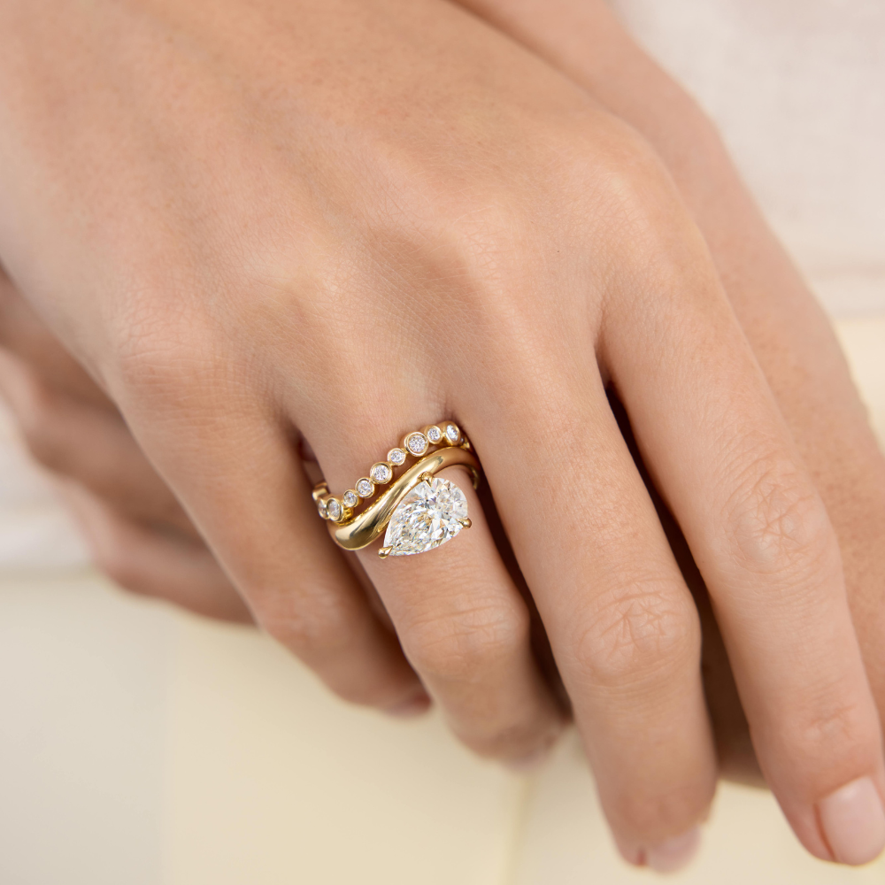 Timeless 2 CT Pear Cut Swirl Solitaire Styled Moissanite Diamond Engagement Ring